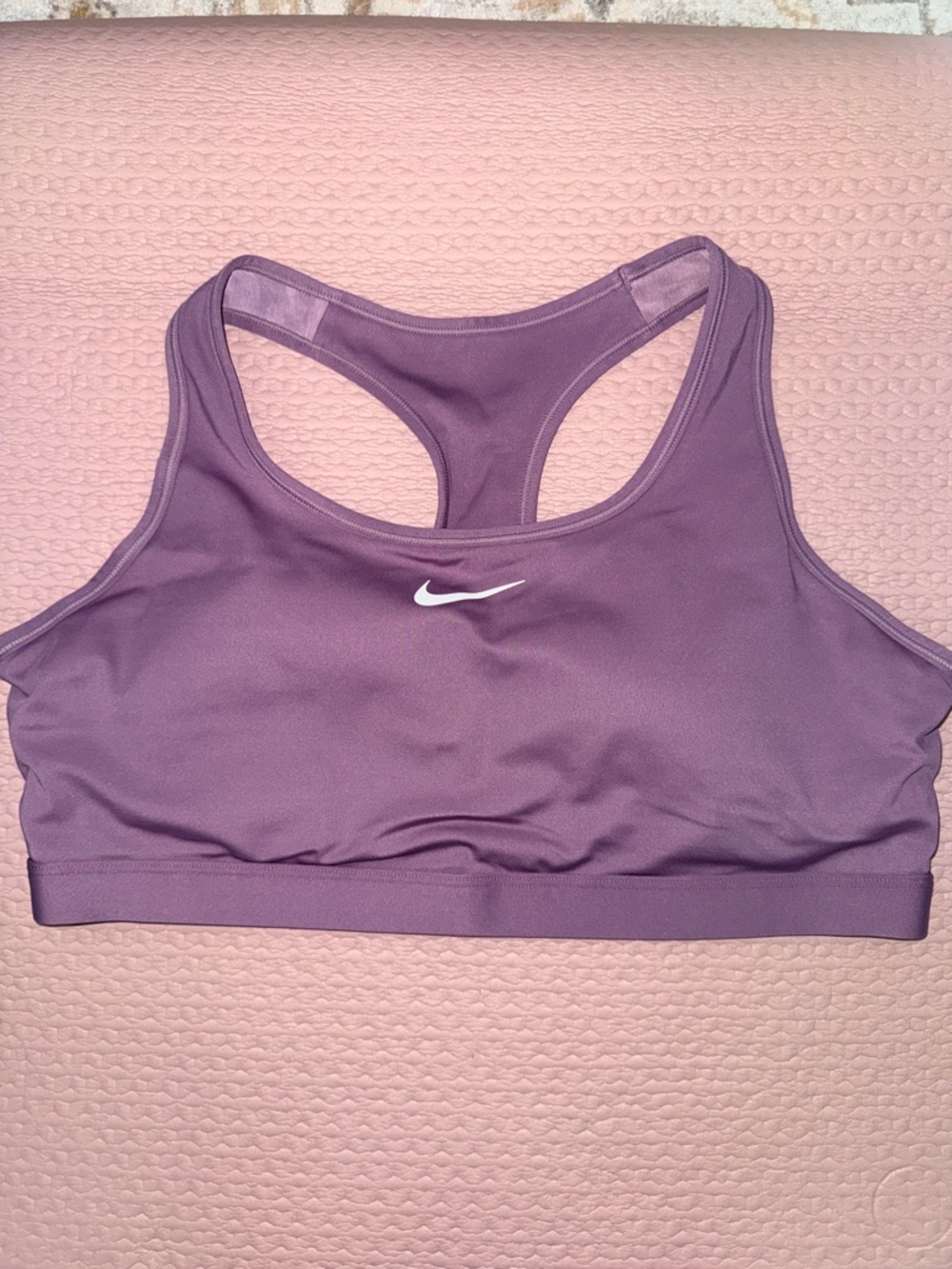 Nike Purple Racerback Athletic Sports Bra with White Swoosh